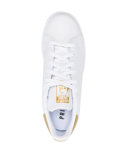 Adidas Originals Stan Smith Metallic-trimmed Leather Sneakers In Weiss