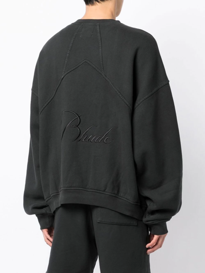 Shop Rhude Embroidered-logo Detail Sweatshirt In Black