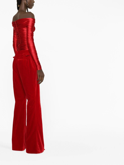 Shop Tom Ford Velvet Bootcut Trousers In Rot