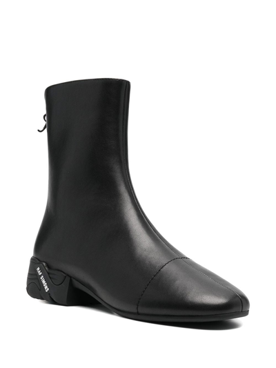 Raf Simons Solaris High Leather Ankle Boots In Black