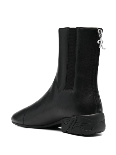 Raf Simons Solaris High Leather Ankle Boots In Black