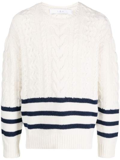 Shop Iro Stripe-print Cable-knit Jumper In Weiss