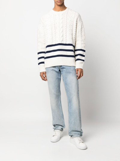 Shop Iro Stripe-print Cable-knit Jumper In Weiss