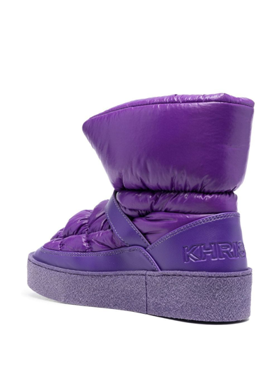 Khrisjoy Padded Nylon Ankle Boots With Engraved Logo In Violett