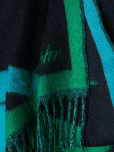 Shop Drumohr Patterned-jacquard Wool Scarf In Blau