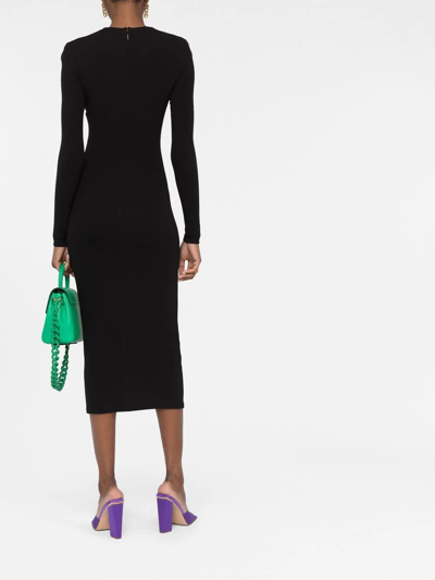 Shop Versace Corset-style Midi Dress In Schwarz