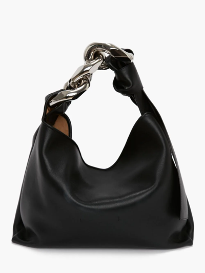 Shop Jw Anderson Small Chain Hobo - Leather Shoulder Bag In Black