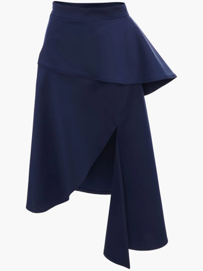 Shop Jw Anderson Peplum Slit Skirt In Blue