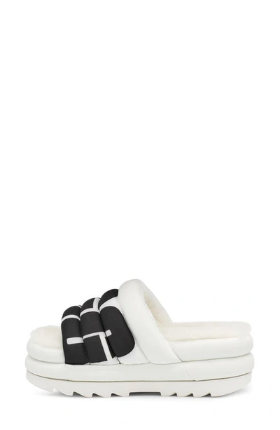 Shop Ugg Maxi Genuine Shearling Lined Sandal In White