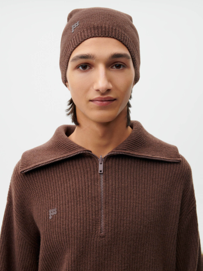 Shop Pangaia Recycled Cashmere Beanie In Chestnut Brown