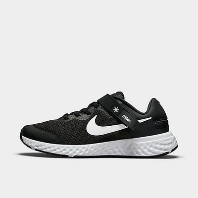 Shop Nike Big Kids' Revolution 6 Flyease Running Shoes In Black/white/dark Smoke Grey