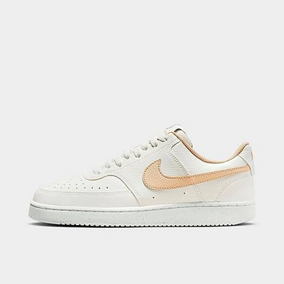 Shop Nike Women's Court Vision Low Next Nature Casual Shoes In Sail/white Onyx/black/vivid Green