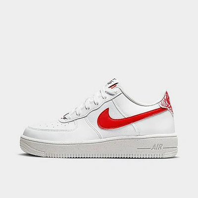 Shop Nike Big Kids' Air Force 1 Crater Casual Shoes In White/habanero Red/white/volt