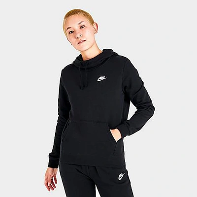 Shop Nike Women's Sportswear Club Fleece Funnel-neck Hoodie In Black