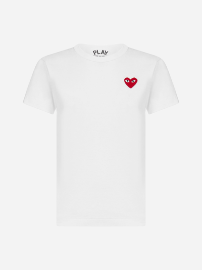 Shop Comme Des Garçons Play Logo-patch Cotton T-shirt In White