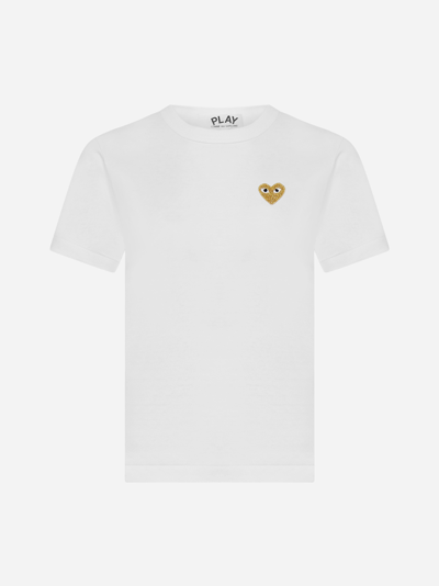 Shop Comme Des Garçons Play Heart-logo Cotton T-shirt In White