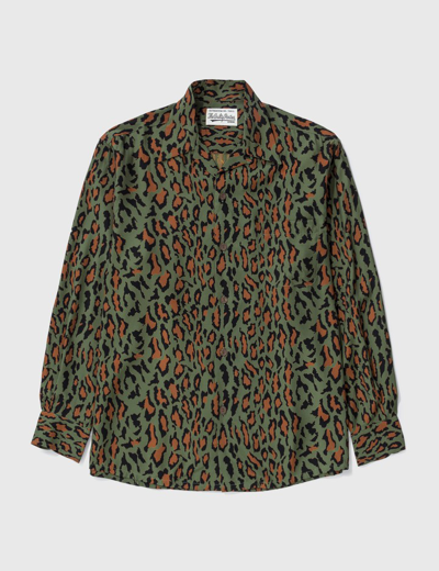 Leopard Open Collar Shirt In Green