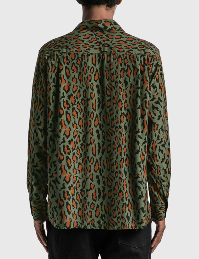 Leopard Open Collar Shirt In Green