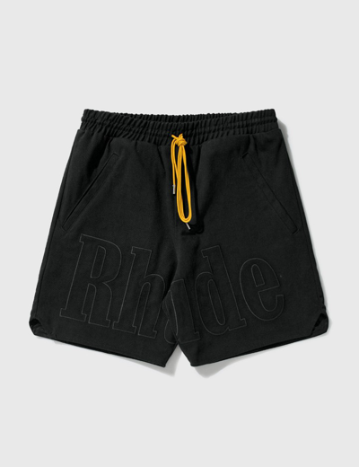 Shop Rhude Embroidered Twill Logo Shorts In Black