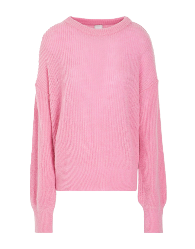 Shop 8 By Yoox Lurex Knit Puff-sleeve Sweater Woman Sweater Pink Size Xl Acrylic, Polyamide, Wool, Mohair