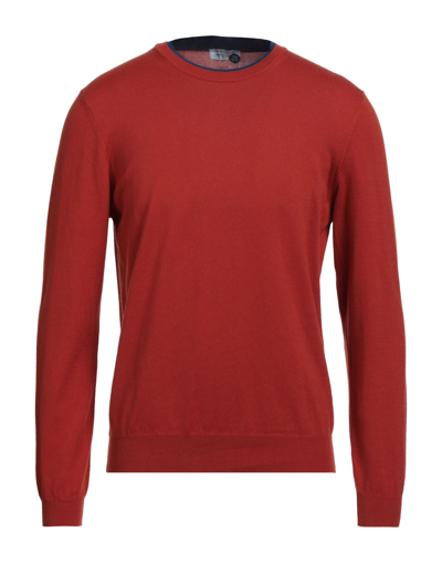 Shop Heritage Man Sweater Rust Size 40 Cotton In Red