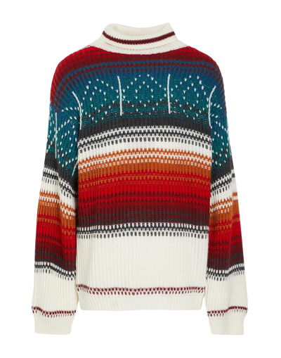 Shop 8 By Yoox Jacquard Rollneck Sweater Man Turtleneck White Size L Acrylic, Wool
