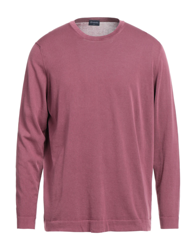 Shop Drumohr Man Sweater Garnet Size 44 Cotton In Red