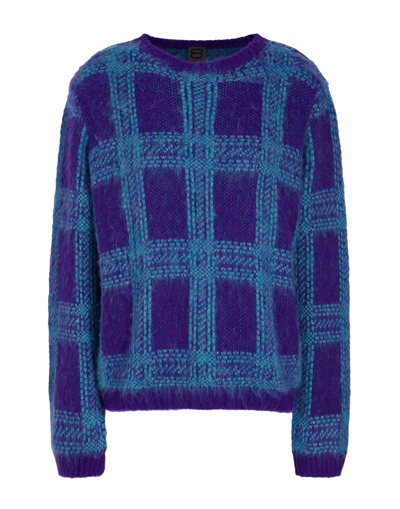 Shop 8 By Yoox Check Jacquard Knit Sweater Woman Sweater Purple Size Xl Acrylic, Polyamide, Wool, Viscose