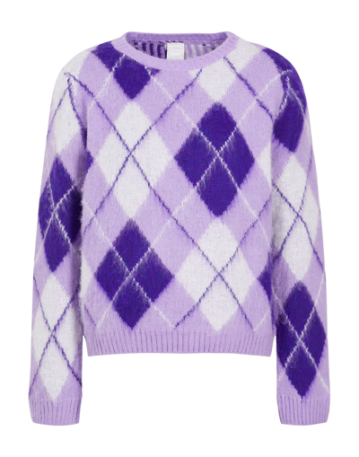 Shop 8 By Yoox Argyle Jacquard Knit Sweater Woman Sweater Lilac Size L Acrylic, Polyamide, Wool, Viscose In Purple