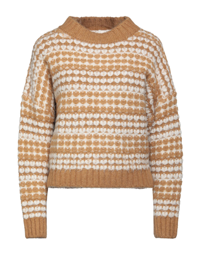Shop Dixie Woman Sweater Camel Size M Acrylic, Polyamide, Polyester, Wool, Viscose In Beige