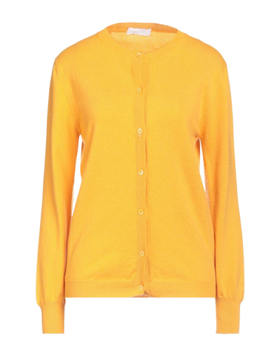 Shop Cruciani Woman Cardigan Ocher Size 8 Cashmere In Yellow