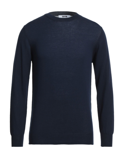 Shop Mauro Grifoni Grifoni Man Sweater Midnight Blue Size 42 Cotton