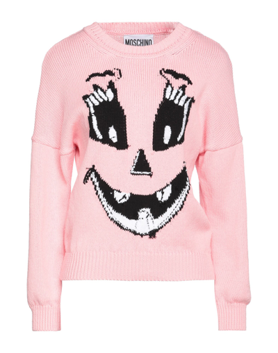 Shop Moschino Woman Sweater Pink Size 12 Cotton, Polyamide, Elastane