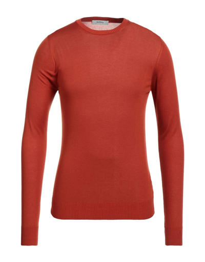 Shop Alpha Studio Man Sweater Rust Size 46 Modal, Cashmere In Red