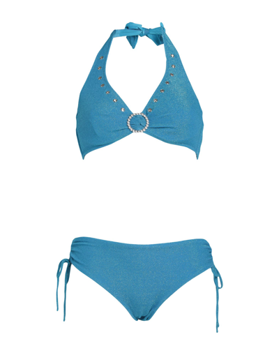 Shop Vacanze Italiane Woman Bikini Azure Size 14 Nylon, Metallic Fiber, Elastane In Blue