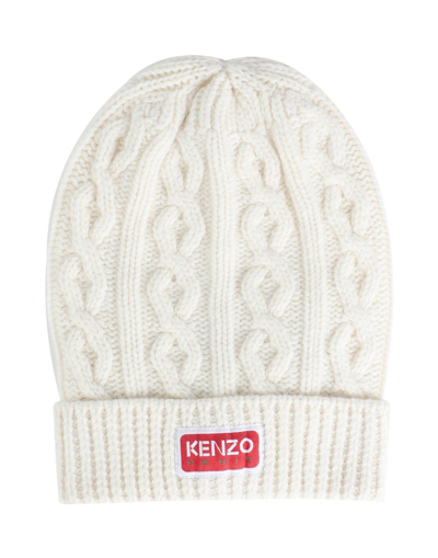 Shop Kenzo Man Hat Ivory Size Onesize Wool In White