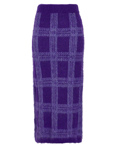 Shop 8 By Yoox Check Jacquard Knit Midi Skirt Woman Maxi Skirt Purple Size S Acrylic, Polyamide, Wool, Vi