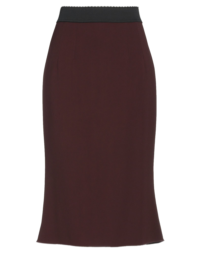 Shop Dolce & Gabbana Woman Midi Skirt Dark Brown Size 2 Viscose, Acetate, Elastane