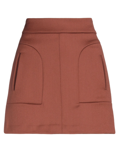 Shop Space Simona Corsellini Simona Corsellini Woman Mini Skirt Brown Size 10 Virgin Wool, Polyamide, Elastane