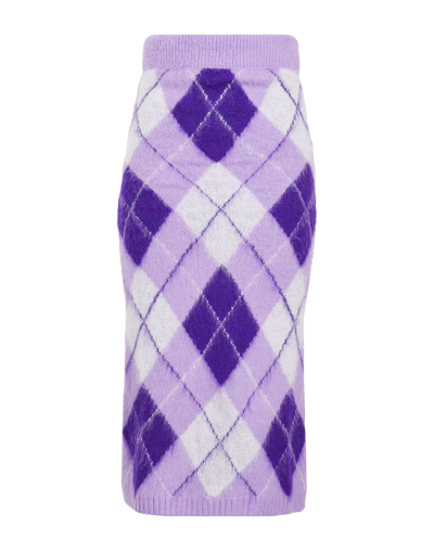 Shop 8 By Yoox Argyle Jacquard Knit Midi Skirt Woman Maxi Skirt Light Purple Size M Acrylic, Polyamide, W