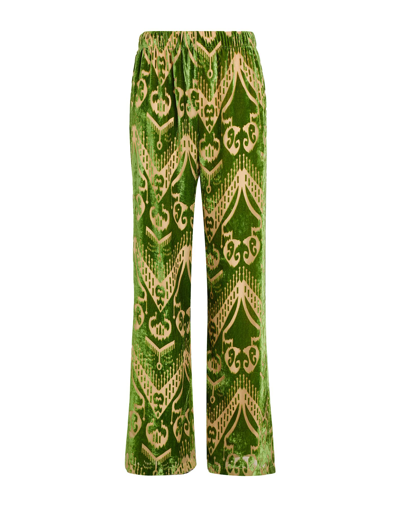 Shop 8 By Yoox Jacquard Velvet Wide-leg Pants Woman Pants Green Size 10 Polyester, Viscose