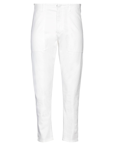 Shop Dondup Man Pants White Size 33 Cotton, Elastane
