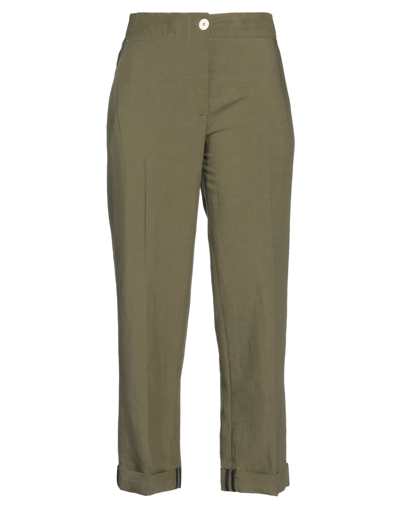 Shop Momoní Woman Pants Military Green Size 4 Viscose, Linen