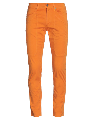 Shop Jeckerson Man Pants Orange Size 31 Cotton, Elastane