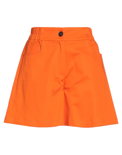 Shop Semicouture Woman Shorts & Bermuda Shorts Orange Size 8 Cotton, Elastane