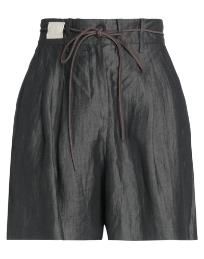 Alysi Woman Shorts & Bermuda Shorts Lead Size 4 Linen, Polyamide In Grey