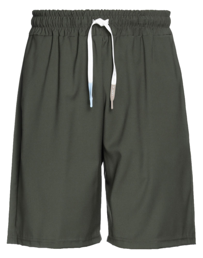 Shop Takeshy Kurosawa Man Shorts & Bermuda Shorts Military Green Size S Polyester, Viscose, Elastane