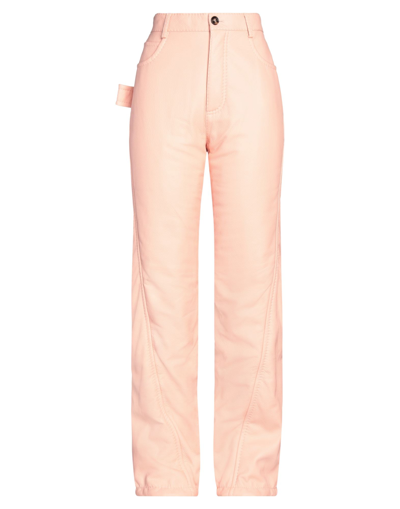Shop Bottega Veneta Woman Pants Salmon Pink Size 2 Soft Leather