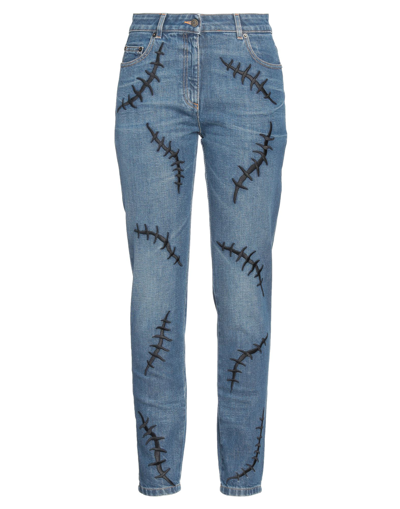 Shop Moschino Woman Jeans Blue Size 6 Cotton, Elastane