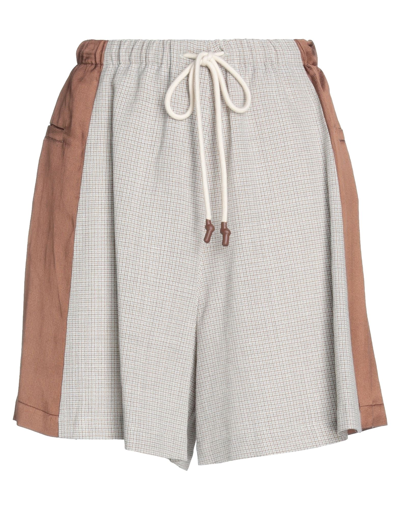 Shop Alysi Woman Shorts & Bermuda Shorts Brown Size 6 Linen, Cotton, Polyamide